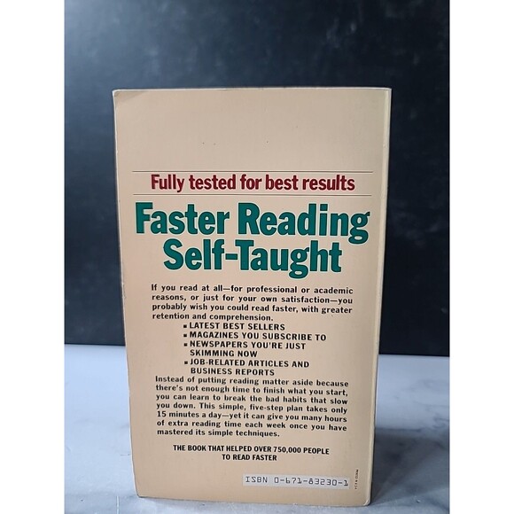 Faster Reading Self-taught By Harry Shefter Paperback - Picture 9 of 10